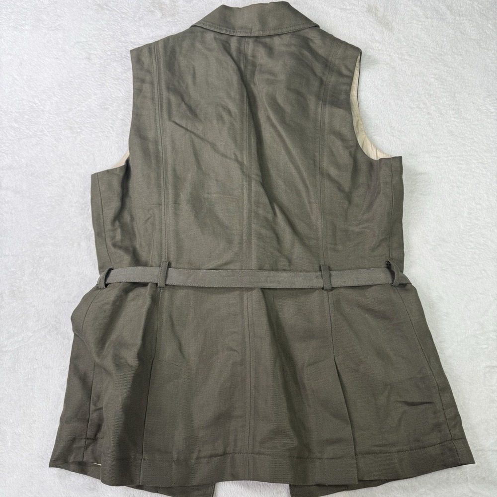 Banana Republic Olive Green Safari Travel Utility Vest Womens Size 14 Linen NWT - Picture 7 of 12